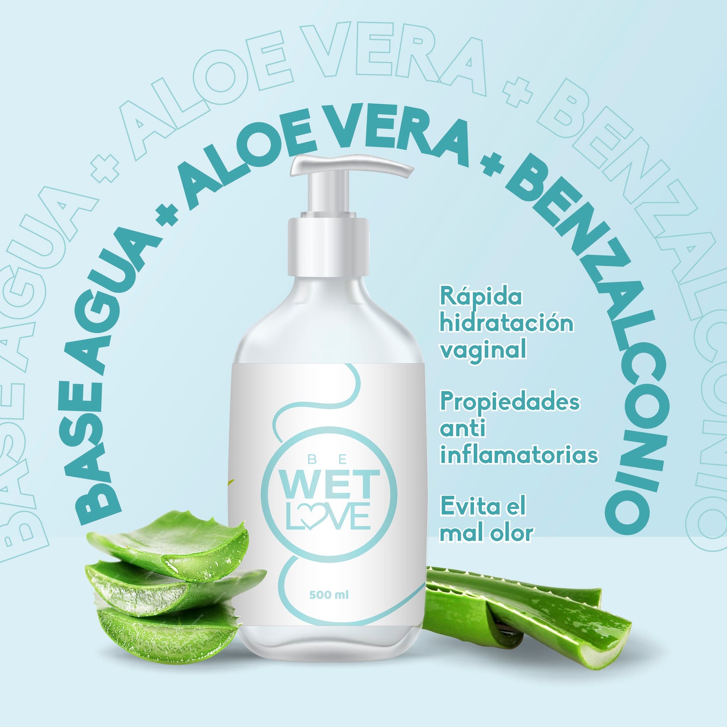 Lubricante Base agua Be Wetlove con Aloe Vera 500ml