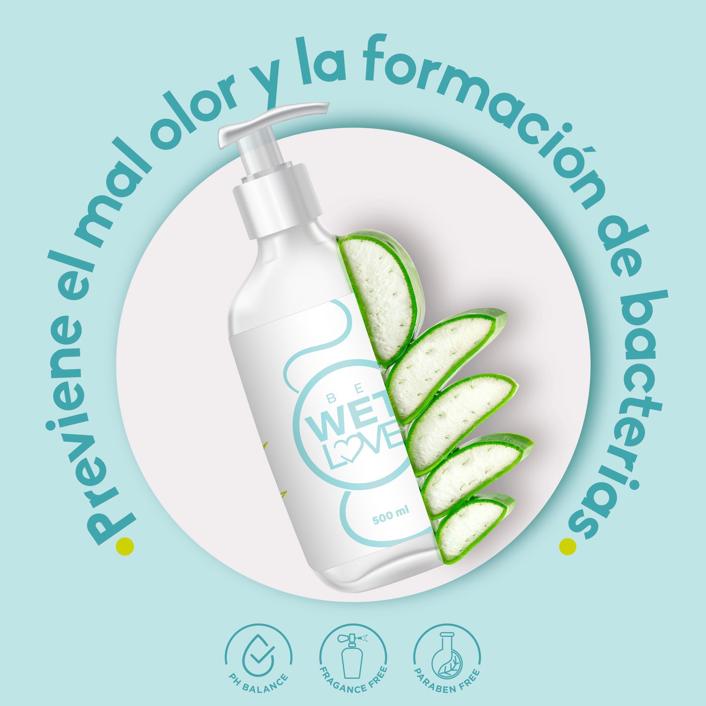 Lubricante Base agua Be Wetlove con Aloe Vera 500ml